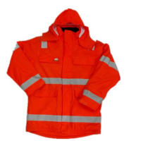Оранжевый Твердый рабочий PU водонепроницаемый плащ / Отражающие безопасности одежды